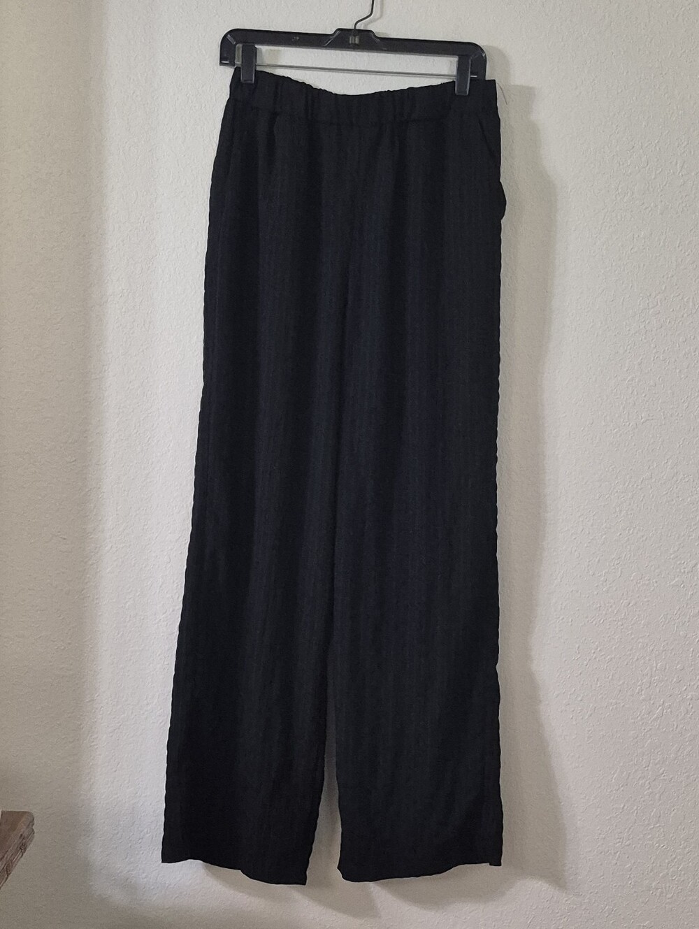 SHEIN Black Wide-Leg Elastic Waist Pants